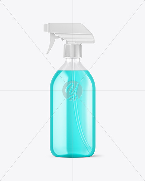 Clear Plastic Spray Bottle with Color Liquid Mockup