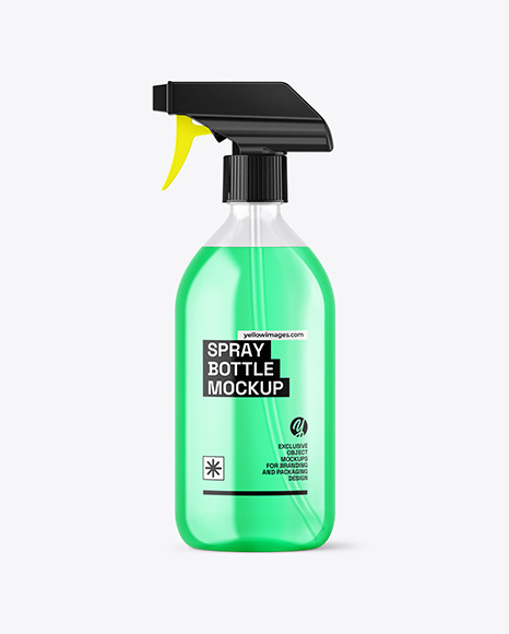 Clear Plastic Spray Bottle with Color Liquid Mockup