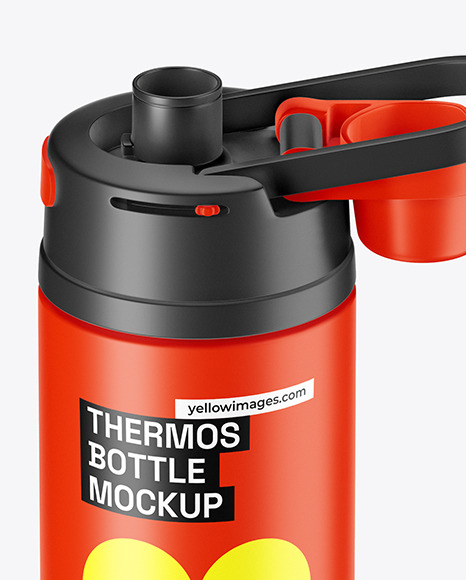 Matte Thermos Bottle Mockup