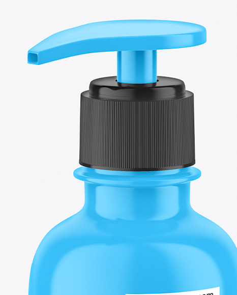 Glossy Cosmetic Bottle with Pump Mockup