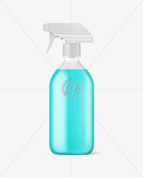 Frosted Plastic Spray Bottle with Color Liquid Mockup