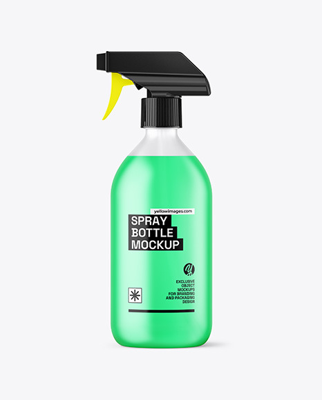 Frosted Plastic Spray Bottle with Color Liquid Mockup