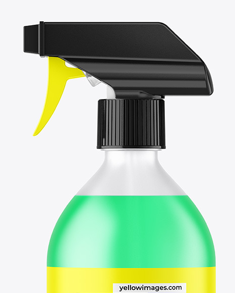 Frosted Plastic Spray Bottle with Color Liquid Mockup