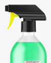 Frosted Plastic Spray Bottle with Color Liquid Mockup