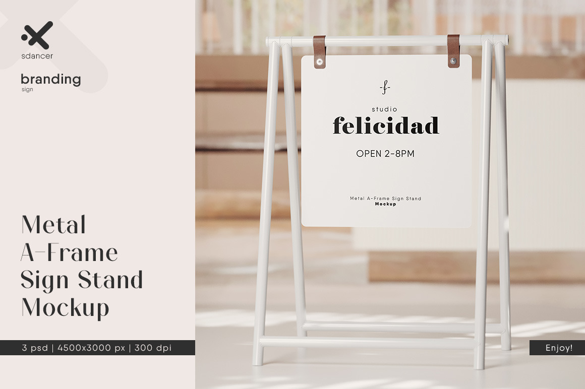 Metal A-Frame Sign Stand Mockup Metal A-Frame Sign Stand Mockup