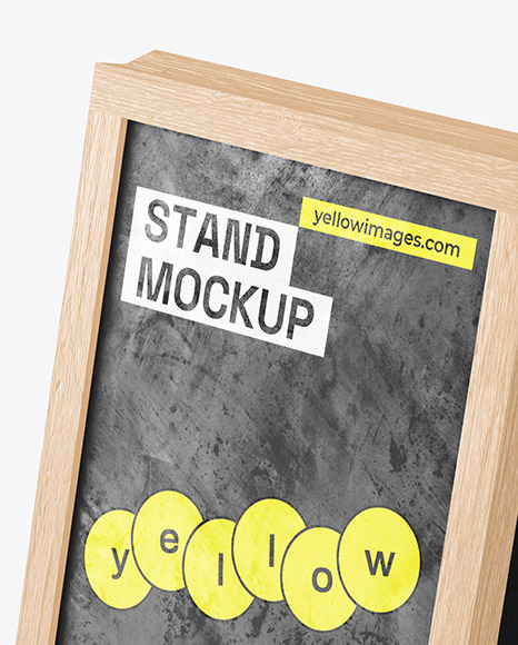 Wooden Stand Mockup - Half Side View