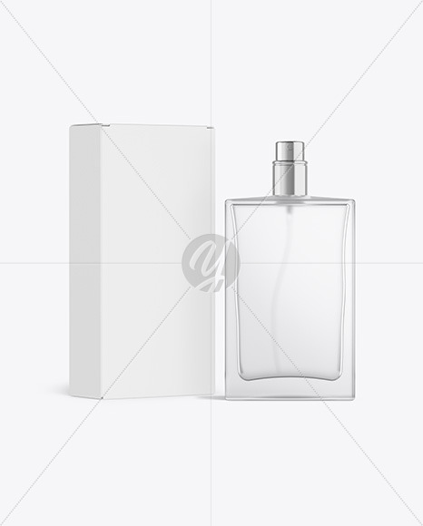 Frosted Glass Perfume Bottle with Box Mockup