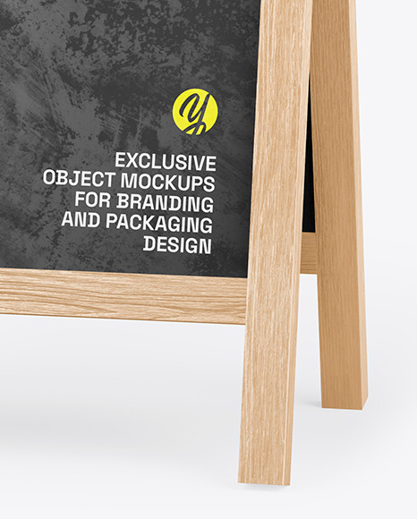 Wooden Stand Mockup - Half Side View