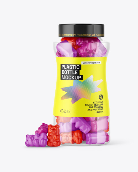 Plastic Bottle with Gummies Mockup