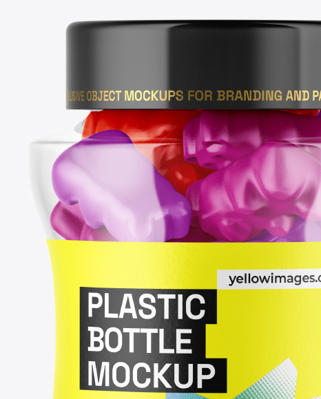 Plastic Bottle with Gummies Mockup