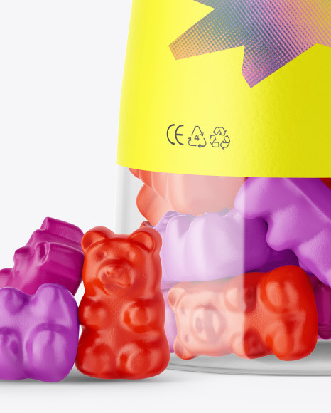 Plastic Bottle with Gummies Mockup