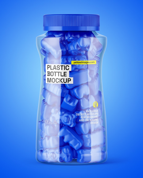 Plastic Bottle with Gummies Mockup