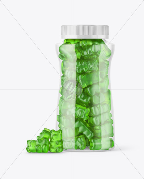 Plastic Bottle with Gummies Mockup