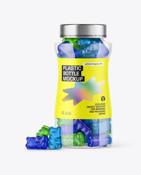 Plastic Bottle with Gummies Mockup