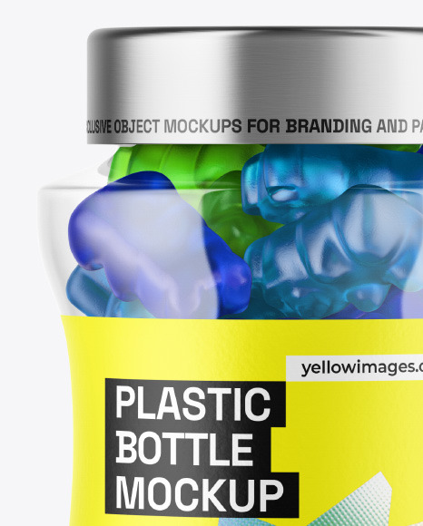 Plastic Bottle with Gummies Mockup