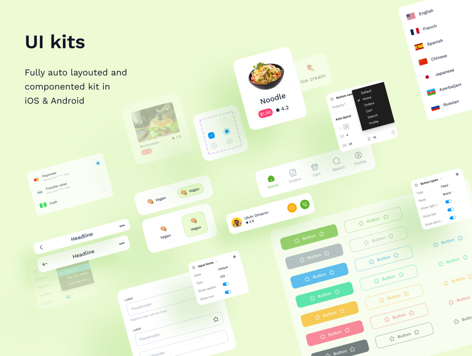 Robin Food - Food delivery mobile app UI kits