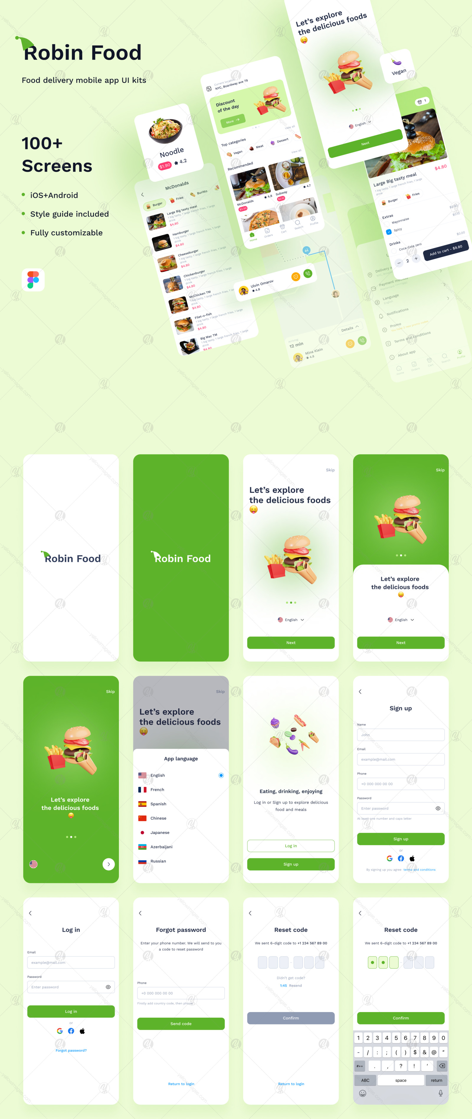 Robin Food - Food delivery mobile app UI kits