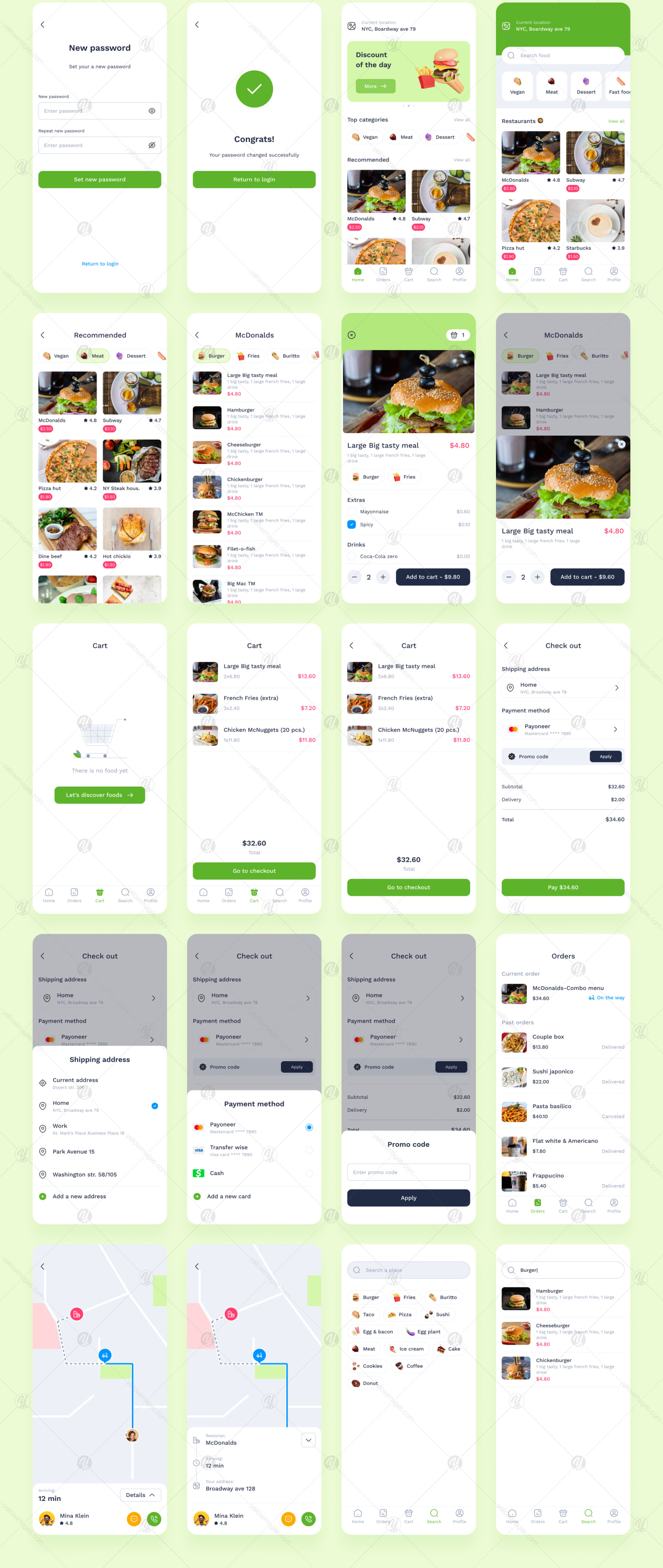 Robin Food - Food delivery mobile app UI kits