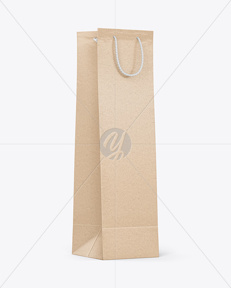 Kraft Paper Bag for Bottle w/ Rope Handles Mockup