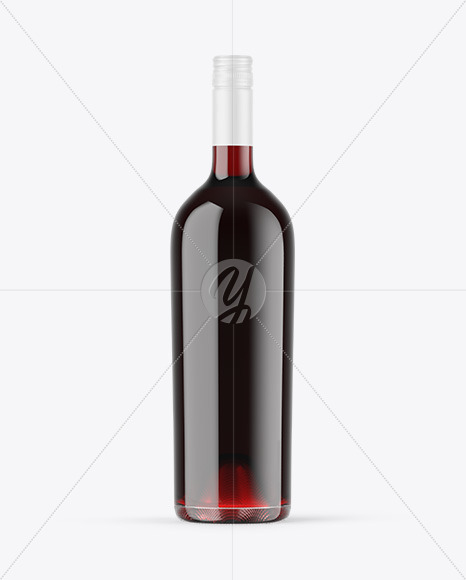 Clear Glass Red Wine Bottle Mockup