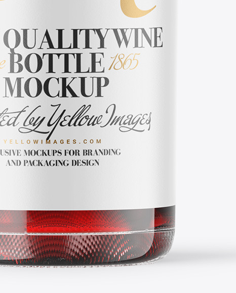 Clear Glass Red Wine Bottle Mockup