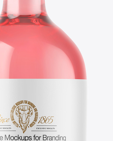 Clear Glass Pink Wine Bottle Mockup