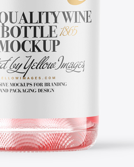 Clear Glass Pink Wine Bottle Mockup