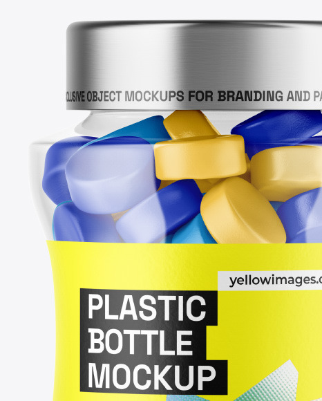Plastic Bottle with Gummies Mockup Plastic Bottle with Gummies Mockup