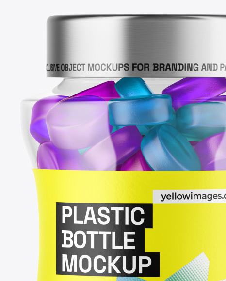 Plastic Bottle with Gummies Mockup