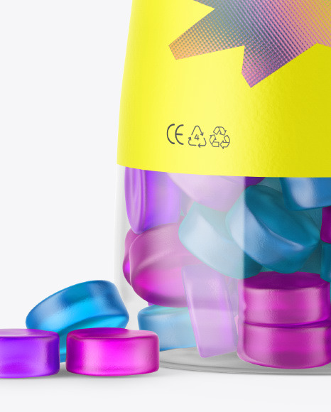 Plastic Bottle with Gummies Mockup