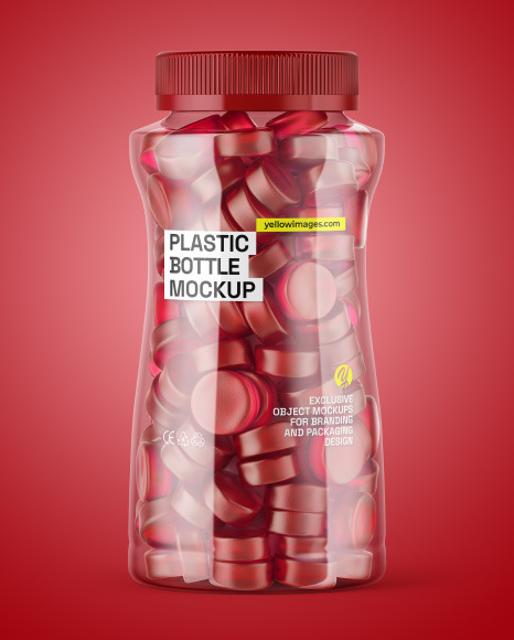 Plastic Bottle with Gummies Mockup