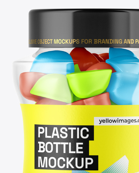 Plastic Bottle with Gummies Mockup