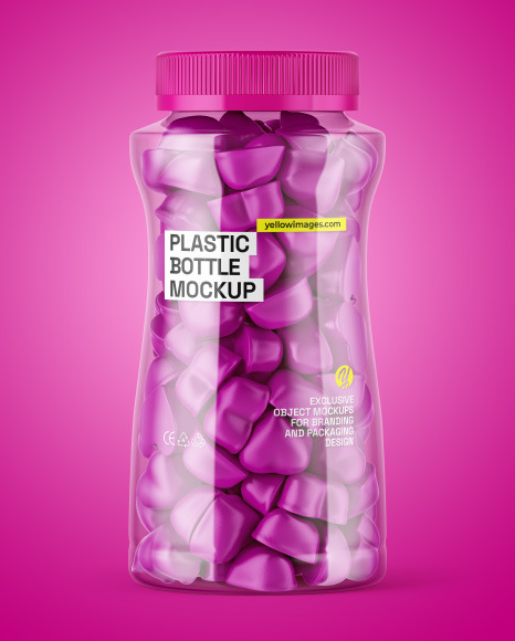 Plastic Bottle with Gummies Mockup