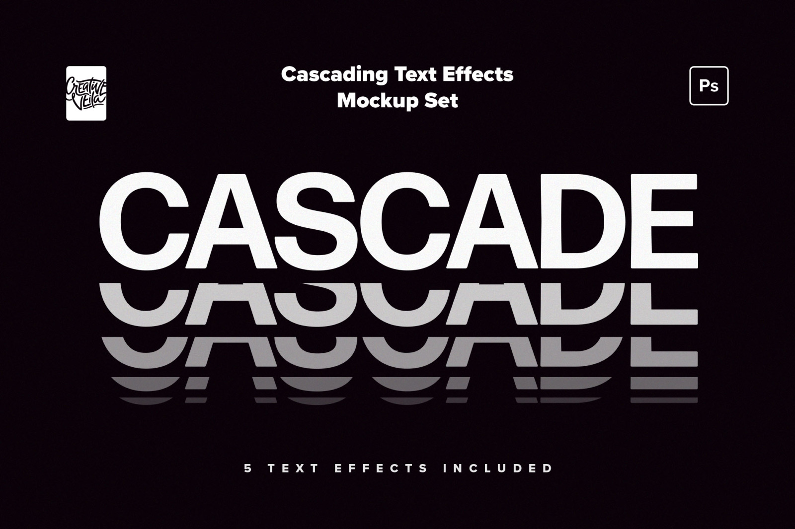 Cascading Distortion Text Effects Mockup