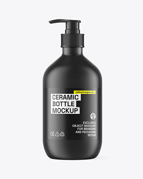 Ceramic Bottle With Pump Mockup - Label mockup bottle