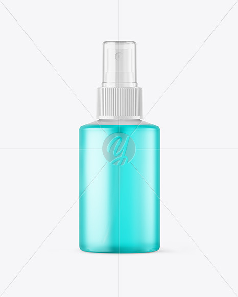 Frosted Plastic Spray Bottle with Color Liquid Mockup