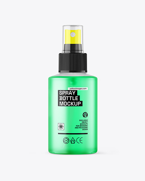 Frosted Plastic Spray Bottle with Color Liquid Mockup