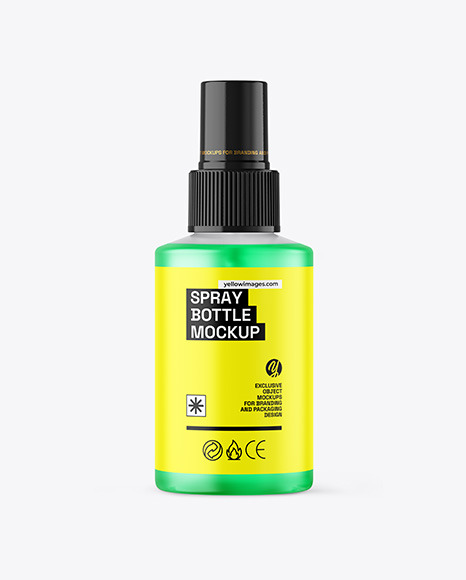 Frosted Plastic Spray Bottle with Color Liquid Mockup