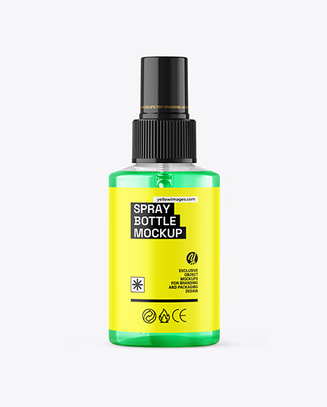 Clear Spray Bottle with Color Liquid Mockup