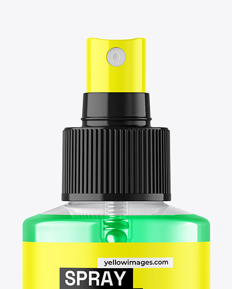 Clear Spray Bottle with Color Liquid Mockup