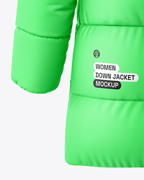 Woman's Oversize Down Jacket Mockup - Back View