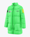 Woman's Oversize Down Jacket Mockup - Half Side View