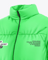 Woman's Oversize Down Jacket Mockup - Half Side View