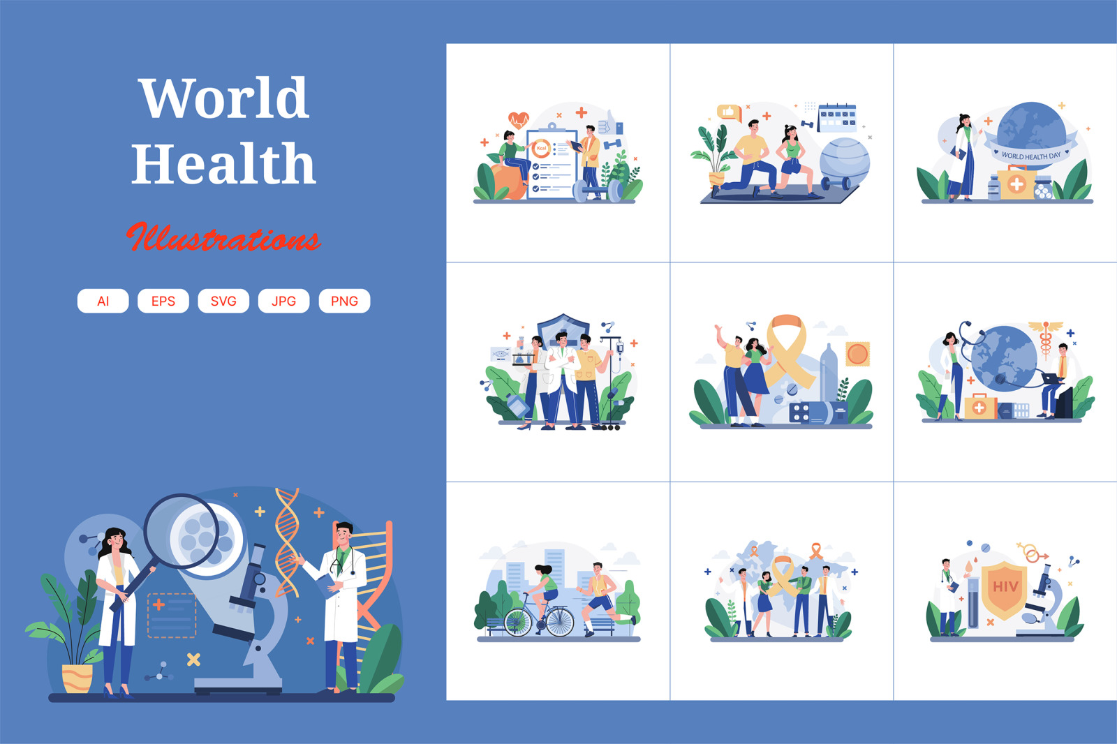 M604_World Health Day Illustration Pack