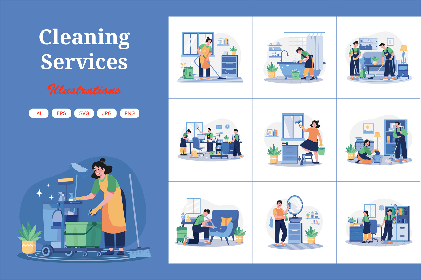 M606_Cleaning Services Illustration Pack