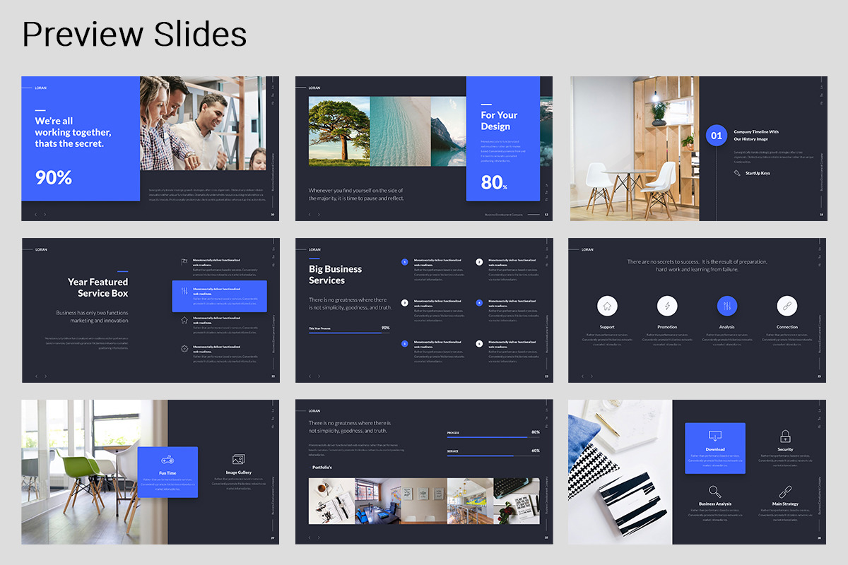 LORAN - Animated Powerpoint Business Presentation Template (Blue)