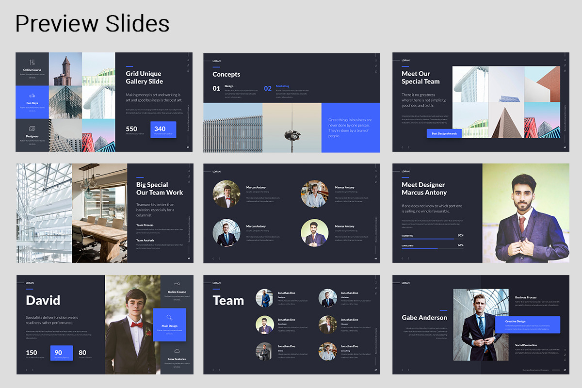 LORAN - Animated Powerpoint Business Presentation Template (Blue)