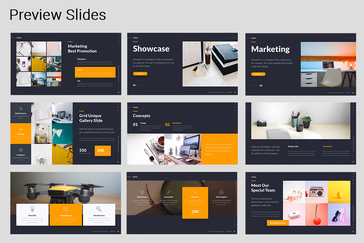 LORAN - Animated Powerpoint Business Presentation Template (Yellow)