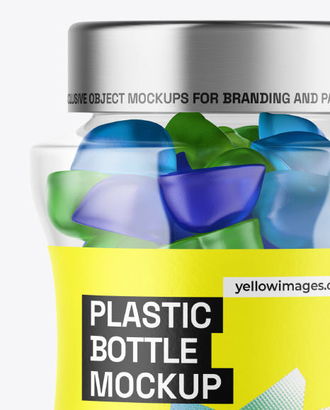 Plastic Bottle with Gummies Mockup