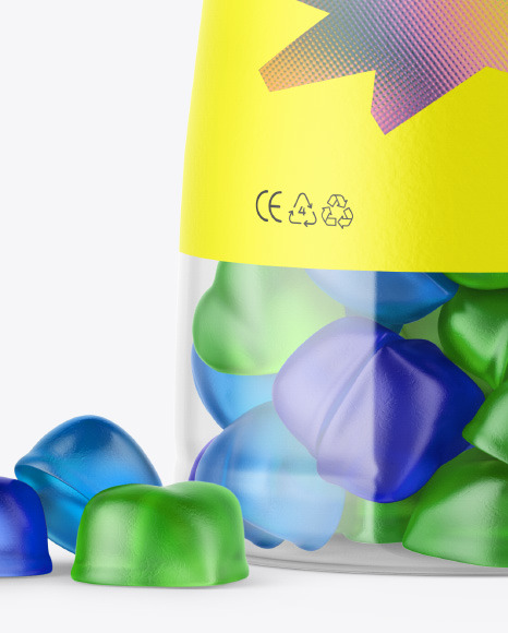 Plastic Bottle with Gummies Mockup